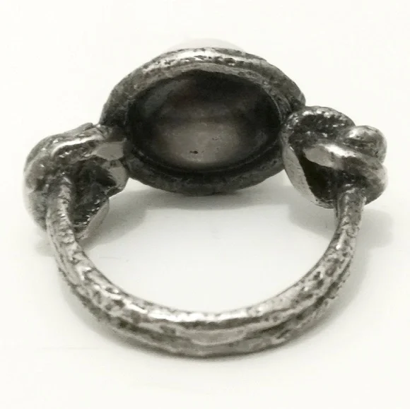 Vintage Sterling Silver & Large Freshwater Pearl Ring- Size 6 - Picture 4 of 8